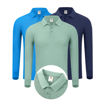 Унисекс есенна поло риза с яка и дълги ръкави, бродиран рекламен логотип