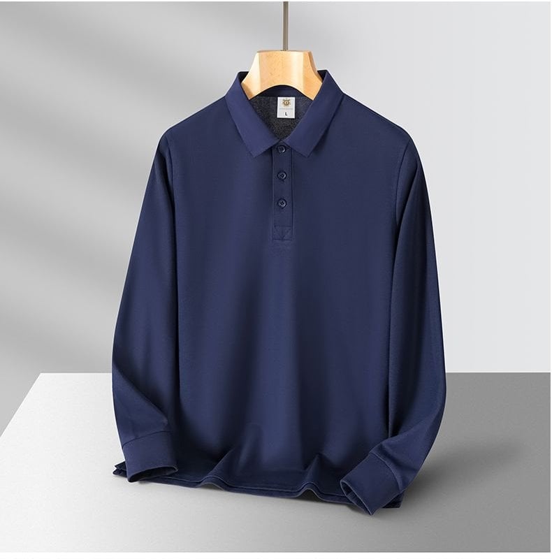 Унисекс есенна поло риза с яка и дълги ръкави, бродиран рекламен логотип