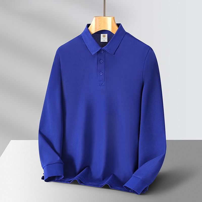 Унисекс есенна поло риза с яка и дълги ръкави, бродиран рекламен логотип