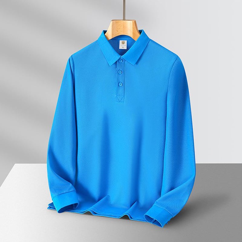 Унисекс есенна поло риза с яка и дълги ръкави, бродиран рекламен логотип