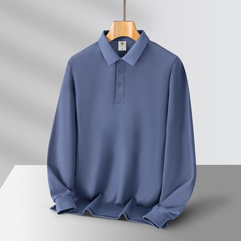 Унисекс есенна поло риза с яка и дълги ръкави, бродиран рекламен логотип