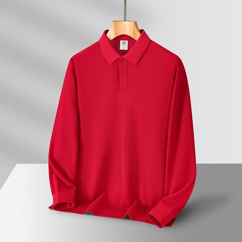 Унисекс есенна поло риза с яка и дълги ръкави, бродиран рекламен логотип
