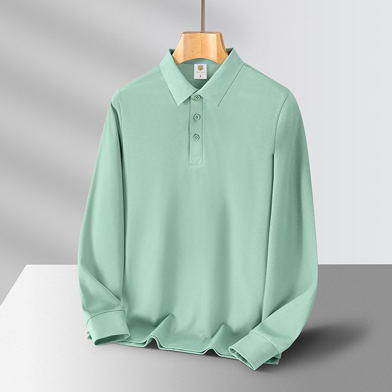 Унисекс есенна поло риза с яка и дълги ръкави, бродиран рекламен логотип