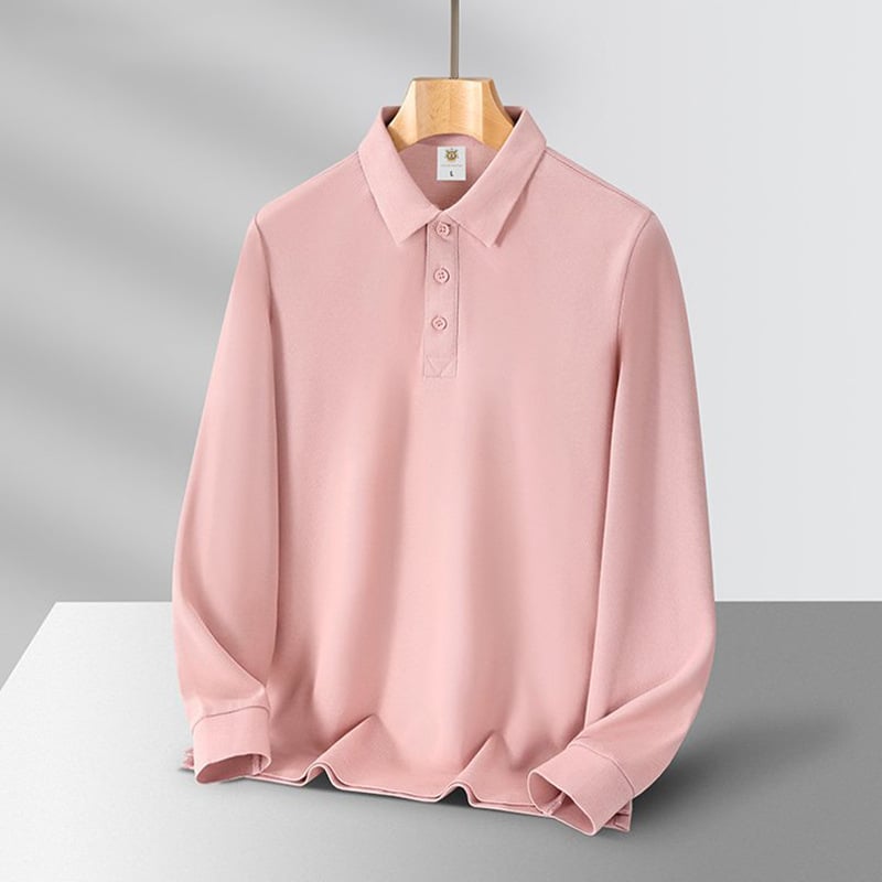 Унисекс есенна поло риза с яка и дълги ръкави, бродиран рекламен логотип