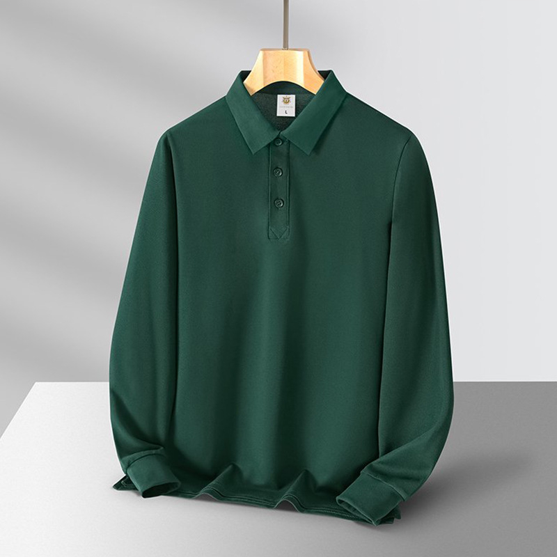 Унисекс есенна поло риза с яка и дълги ръкави, бродиран рекламен логотип
