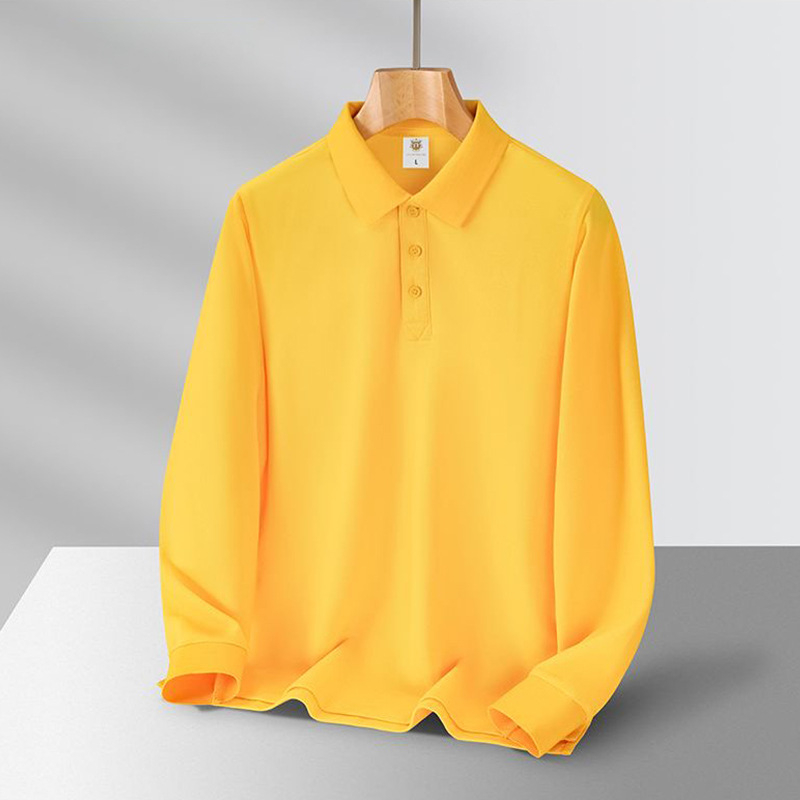 Унисекс есенна поло риза с яка и дълги ръкави, бродиран рекламен логотип