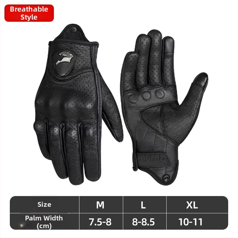 Aitas ādas motociklu cimdi, ūdensizturīgi, rudens-ziemas, vidēja biezuma, universāli