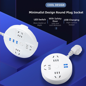 Stalo diskas – daugiafunkcinis kištukų panelis su USB jungtimis ir laidų plokštele