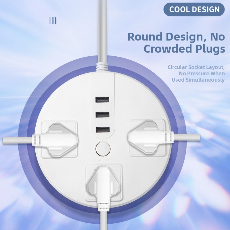 Stalo diskas – daugiafunkcinis kištukų panelis su USB jungtimis ir laidų plokštele