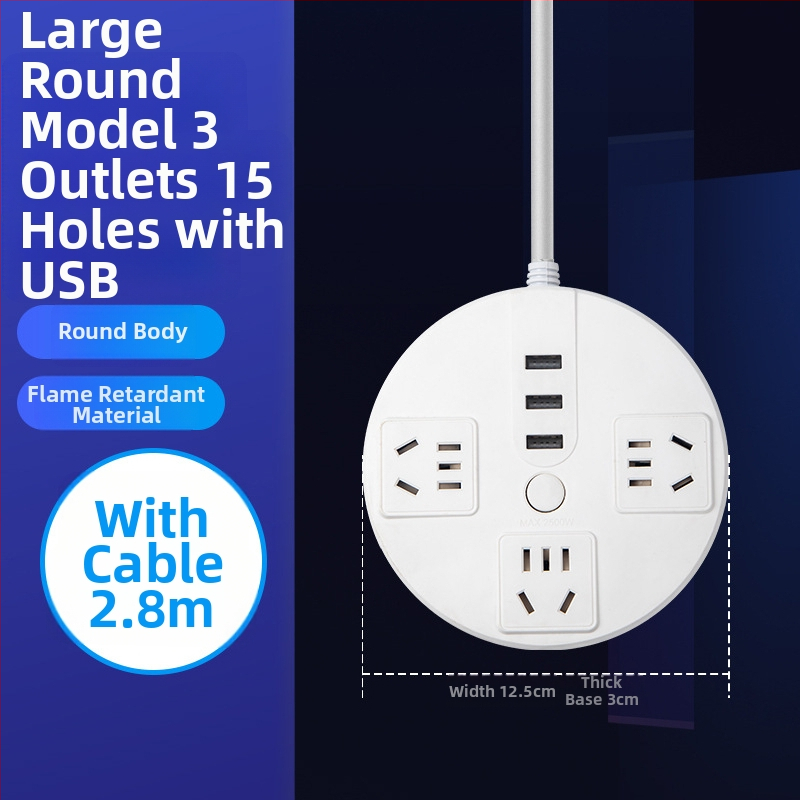 Stalo diskas – daugiafunkcinis kištukų panelis su USB jungtimis ir laidų plokštele