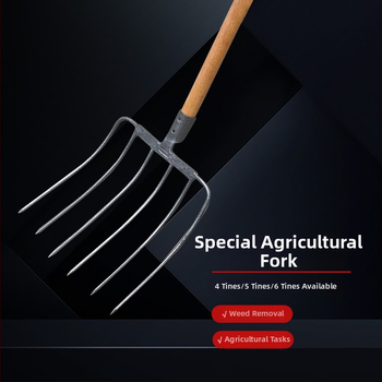 Oceľová záhradná vidlica s drevenou rukoväťou — model DT-black welded steel fork; hmotnosť 0,75 kg; telo: oceľ; rukoväť: drevo