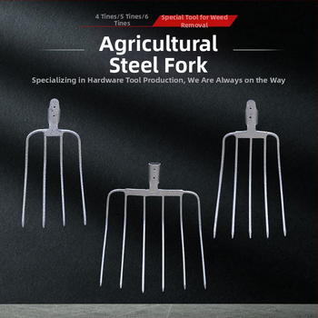 Oceľová záhradná vidlica s drevenou rukoväťou — model DT-black welded steel fork; hmotnosť 0,75 kg; telo: oceľ; rukoväť: drevo