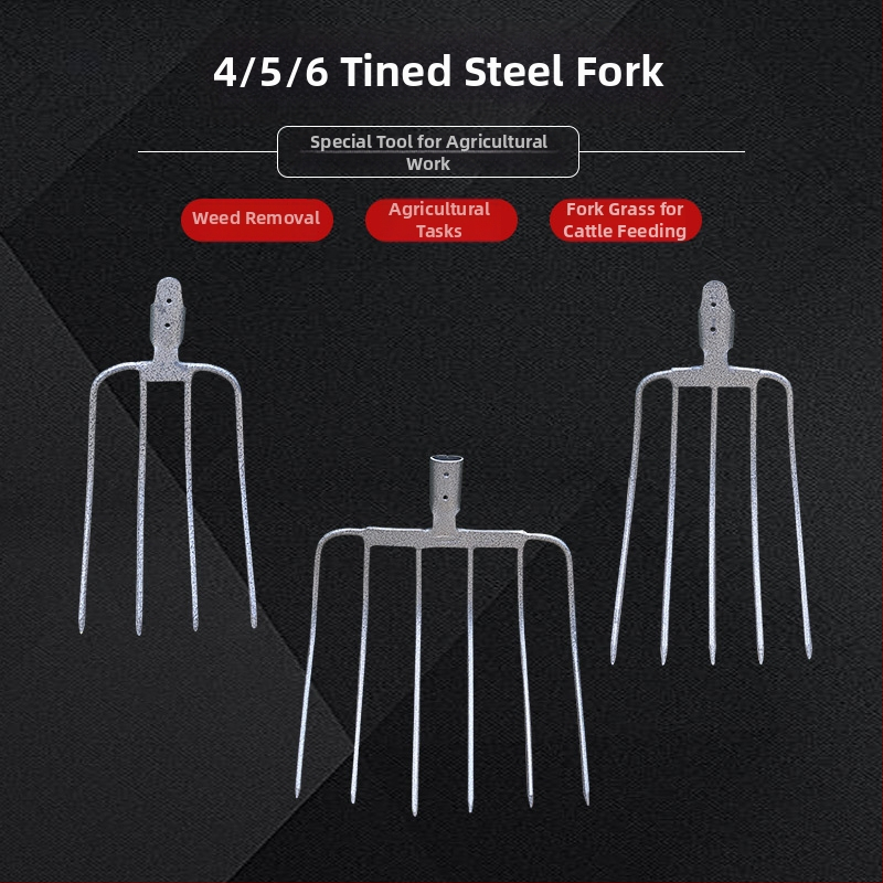 Oceľová záhradná vidlica s drevenou rukoväťou — model DT-black welded steel fork; hmotnosť 0,75 kg; telo: oceľ; rukoväť: drevo