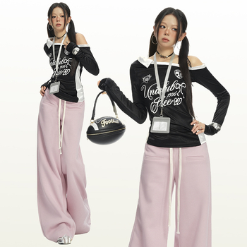 Bavlnené široké nohavice pre ženy, dlhé, casual, jeseň 2025, štýl Základný/Zrelá dáma