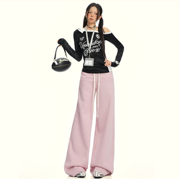 Bavlnené široké nohavice pre ženy, dlhé, casual, jeseň 2025, štýl Základný/Zrelá dáma