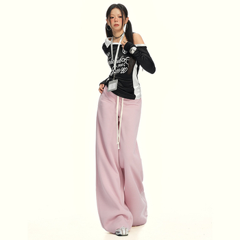 Bavlnené široké nohavice pre ženy, dlhé, casual, jeseň 2025, štýl Základný/Zrelá dáma