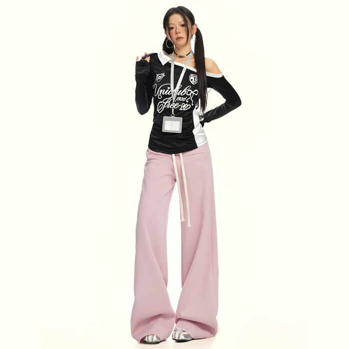 Bavlnené široké nohavice pre ženy, dlhé, casual, jeseň 2025, štýl Základný/Zrelá dáma