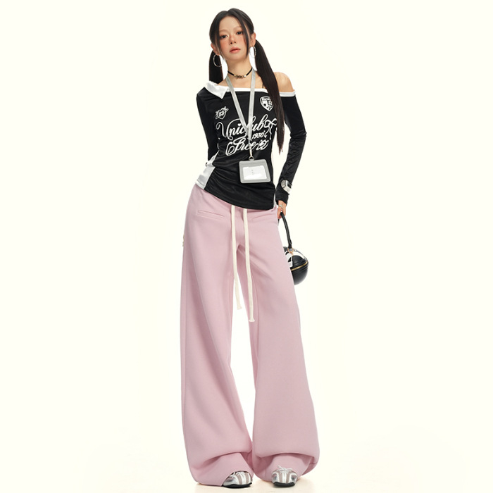 Bavlnené široké nohavice pre ženy, dlhé, casual, jeseň 2025, štýl Základný/Zrelá dáma