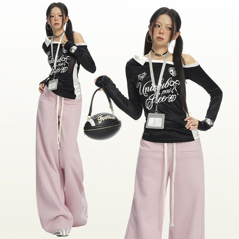 Bavlnené široké nohavice pre ženy, dlhé, casual, jeseň 2025, štýl Základný/Zrelá dáma