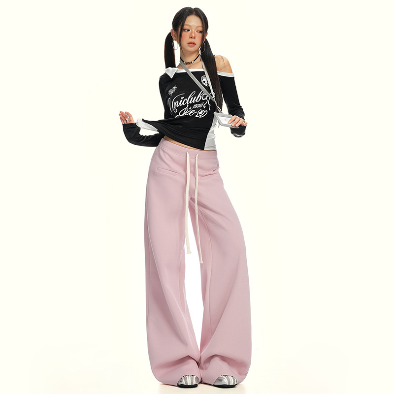 Bavlnené široké nohavice pre ženy, dlhé, casual, jeseň 2025, štýl Základný/Zrelá dáma