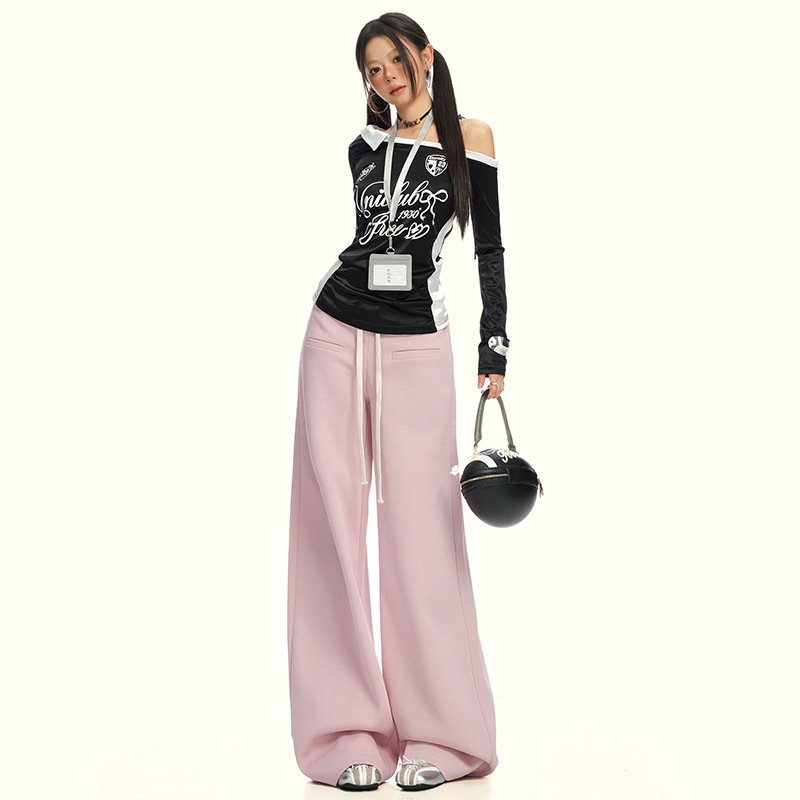 Bavlnené široké nohavice pre ženy, dlhé, casual, jeseň 2025, štýl Základný/Zrelá dáma