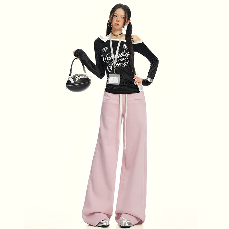 Bavlnené široké nohavice pre ženy, dlhé, casual, jeseň 2025, štýl Základný/Zrelá dáma