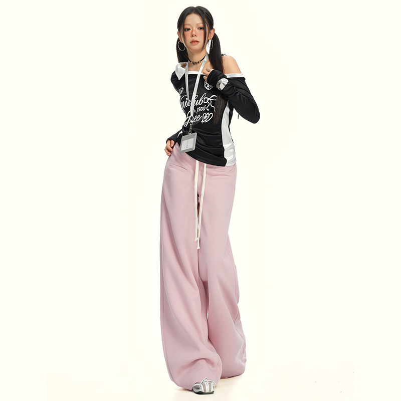 Bavlnené široké nohavice pre ženy, dlhé, casual, jeseň 2025, štýl Základný/Zrelá dáma