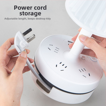 Multifunkcinė stalo lempa su įmontuota maitinimo juosta, USB įkrovimo jungtimi, LED akių apsaugos naktine šviesa ir saugojimo funkcija