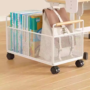 Prenosný regál na knihy s kolieskami, železný, 1-poschodový, pod písacím stolom, moderný dizajn