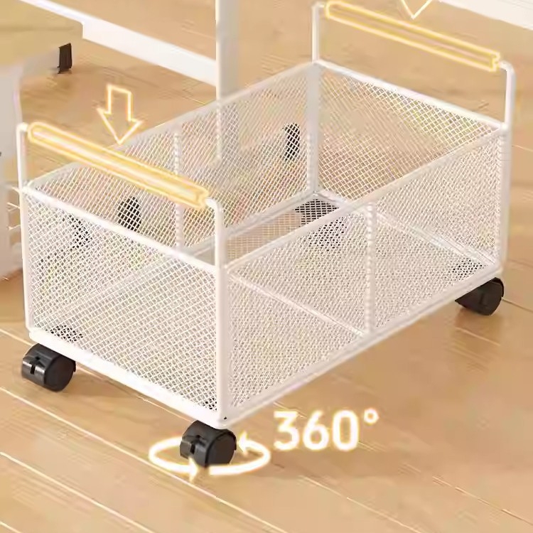 Prenosný regál na knihy s kolieskami, železný, 1-poschodový, pod písacím stolom, moderný dizajn