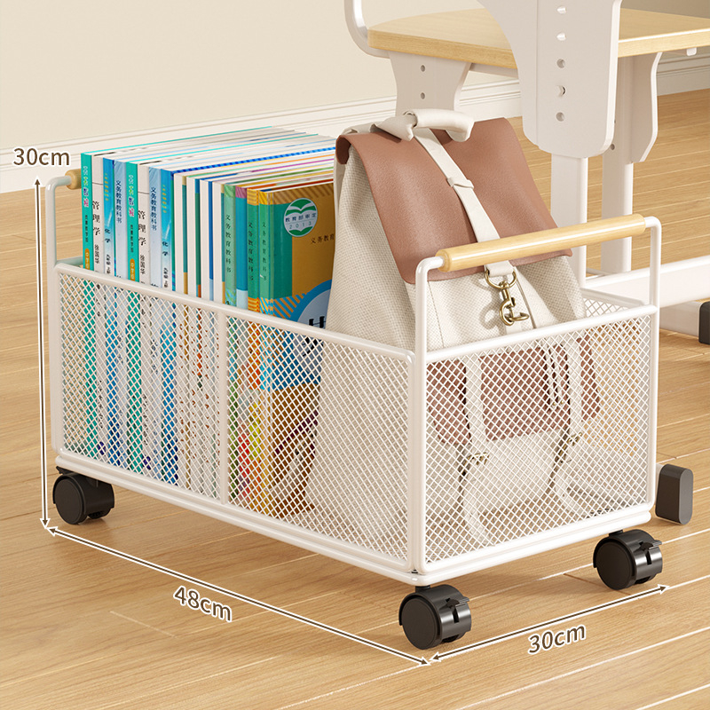 Prenosný regál na knihy s kolieskami, železný, 1-poschodový, pod písacím stolom, moderný dizajn