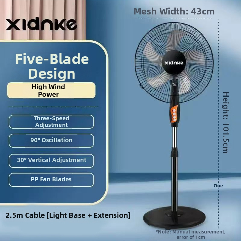 Pastatomas ventiliatorius su osciluojančia galva ir nuotolinio valdymo pulteliu (3 greičiai, laikmatis 2–8 val., modelis M-40)