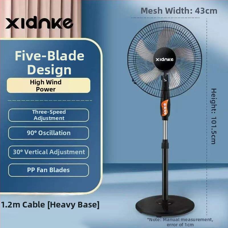 Pastatomas ventiliatorius su osciluojančia galva ir nuotolinio valdymo pulteliu (3 greičiai, laikmatis 2–8 val., modelis M-40)