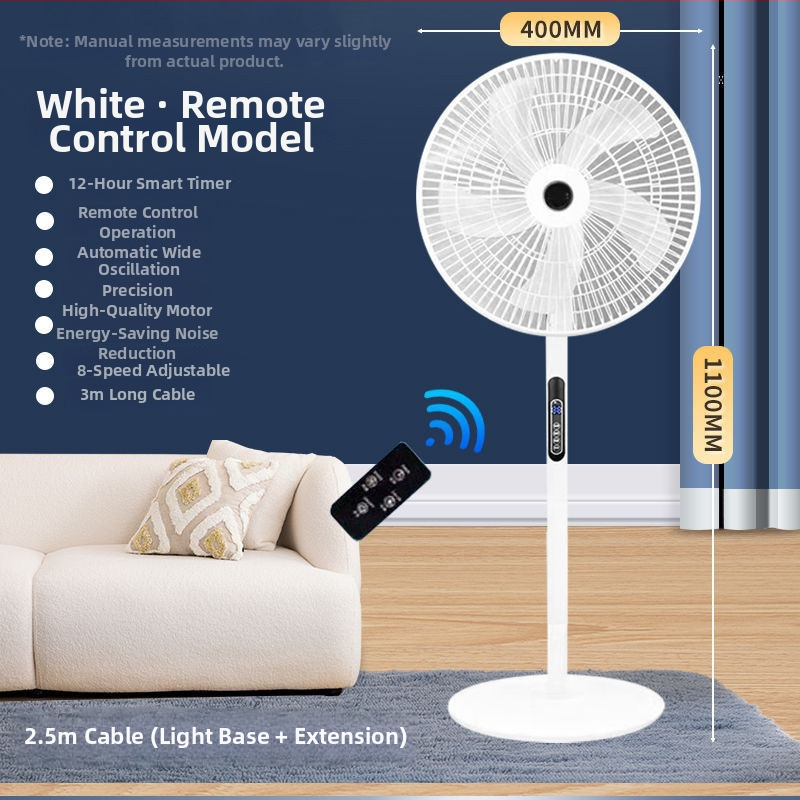 Pastatomas ventiliatorius su osciluojančia galva ir nuotolinio valdymo pulteliu (3 greičiai, laikmatis 2–8 val., modelis M-40)