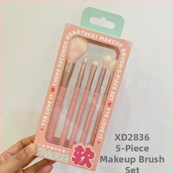 Portabilus TTR makiažo šepetėlių rinkinys – nailoninės šerelės, 1 vnt. rinkinys, daugiafunkcinis akių linijos šepetėlis ir pagrindiniai akių/ pudros šepetėliai