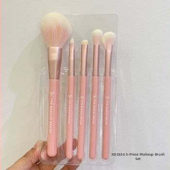 Portabilus TTR makiažo šepetėlių rinkinys – nailoninės šerelės, 1 vnt. rinkinys, daugiafunkcinis akių linijos šepetėlis ir pagrindiniai akių/ pudros šepetėliai