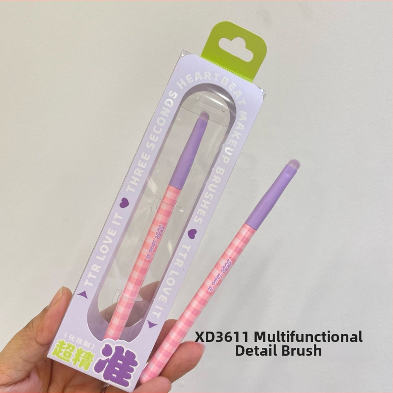 Portabilus TTR makiažo šepetėlių rinkinys – nailoninės šerelės, 1 vnt. rinkinys, daugiafunkcinis akių linijos šepetėlis ir pagrindiniai akių/ pudros šepetėliai