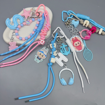 Dlhý prívesok na tašku zliatiny, DIY opletená šnúra, ručne pletený, štýl kľúča, vzor hviezd, slnko a mesiac, letné vydanie 2025