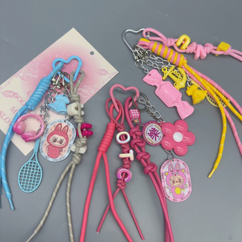 Dlhý prívesok na tašku zliatiny, DIY opletená šnúra, ručne pletený, štýl kľúča, vzor hviezd, slnko a mesiac, letné vydanie 2025