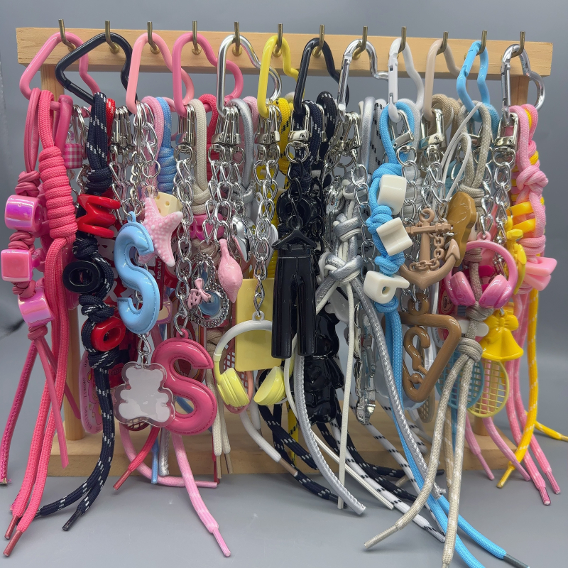 Dlhý prívesok na tašku zliatiny, DIY opletená šnúra, ručne pletený, štýl kľúča, vzor hviezd, slnko a mesiac, letné vydanie 2025