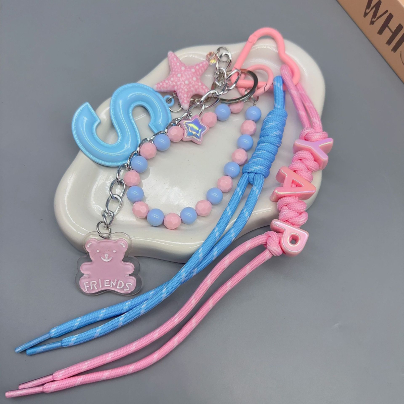 Dlhý prívesok na tašku zliatiny, DIY opletená šnúra, ručne pletený, štýl kľúča, vzor hviezd, slnko a mesiac, letné vydanie 2025