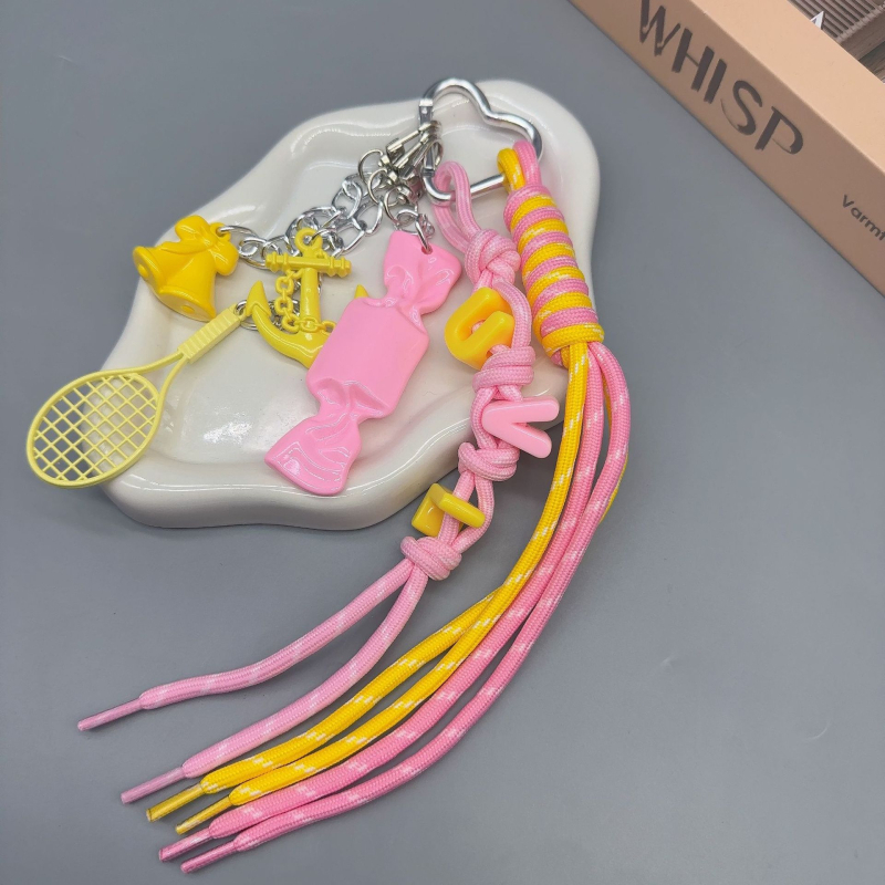 Dlhý prívesok na tašku zliatiny, DIY opletená šnúra, ručne pletený, štýl kľúča, vzor hviezd, slnko a mesiac, letné vydanie 2025