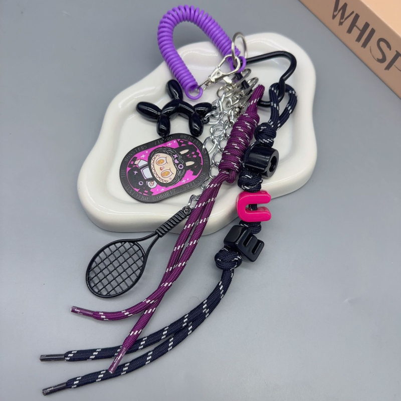 Dlhý prívesok na tašku zliatiny, DIY opletená šnúra, ručne pletený, štýl kľúča, vzor hviezd, slnko a mesiac, letné vydanie 2025