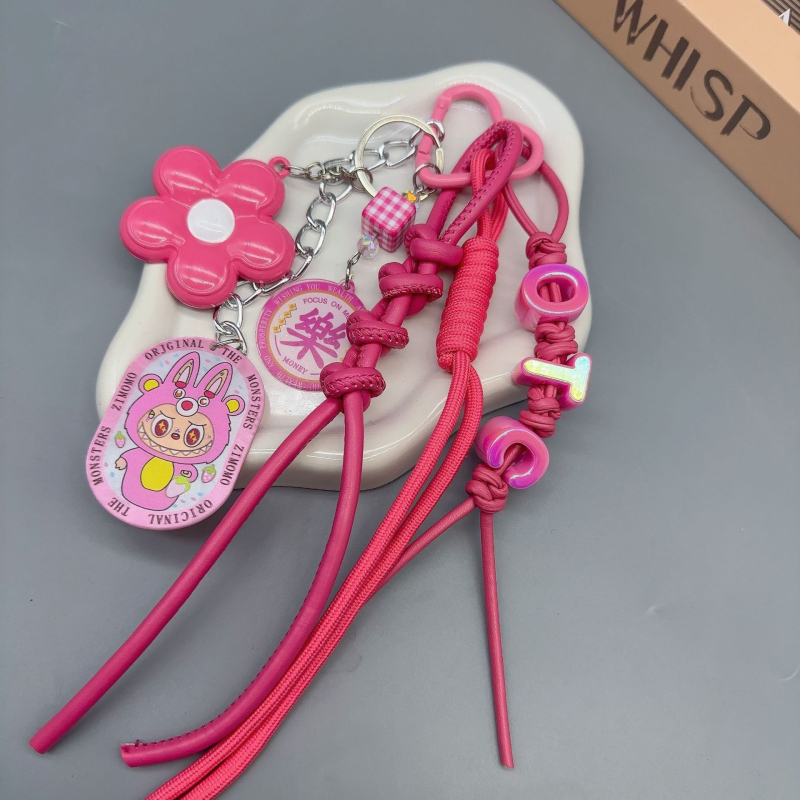 Dlhý prívesok na tašku zliatiny, DIY opletená šnúra, ručne pletený, štýl kľúča, vzor hviezd, slnko a mesiac, letné vydanie 2025