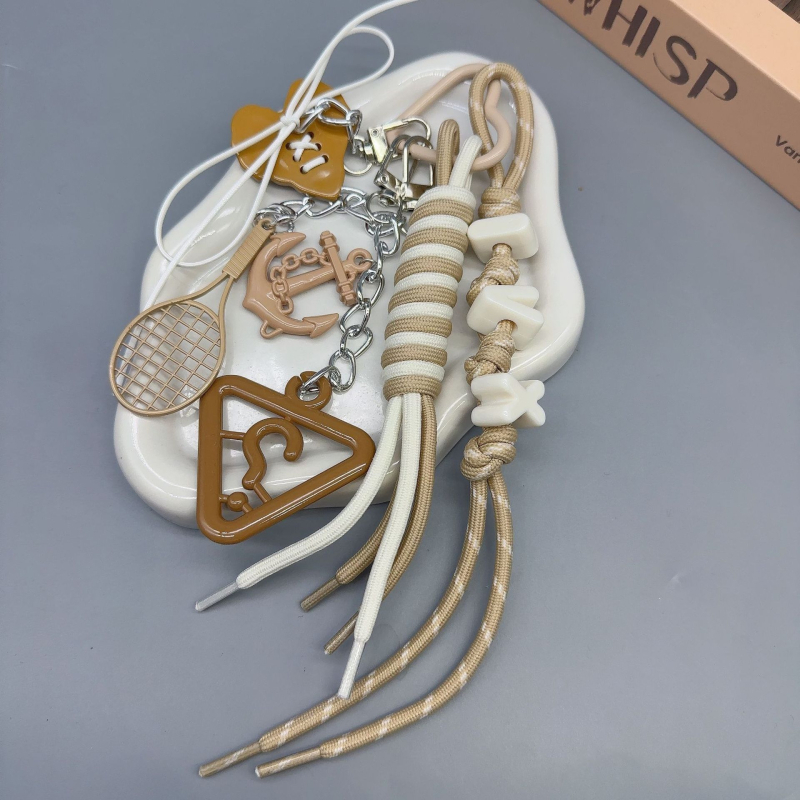 Dlhý prívesok na tašku zliatiny, DIY opletená šnúra, ručne pletený, štýl kľúča, vzor hviezd, slnko a mesiac, letné vydanie 2025