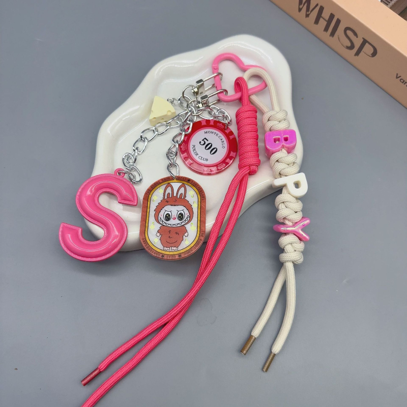 Dlhý prívesok na tašku zliatiny, DIY opletená šnúra, ručne pletený, štýl kľúča, vzor hviezd, slnko a mesiac, letné vydanie 2025