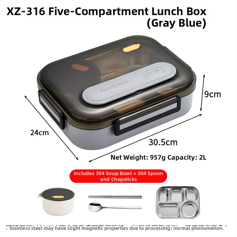 Box na obed z 316 nerezovej ocele, izolovaný, obdĺžnikového tvaru, objem 1–2 l, vhodný na cestovanie