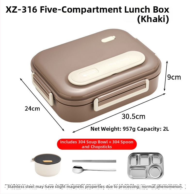 Box na obed z 316 nerezovej ocele, izolovaný, obdĺžnikového tvaru, objem 1–2 l, vhodný na cestovanie