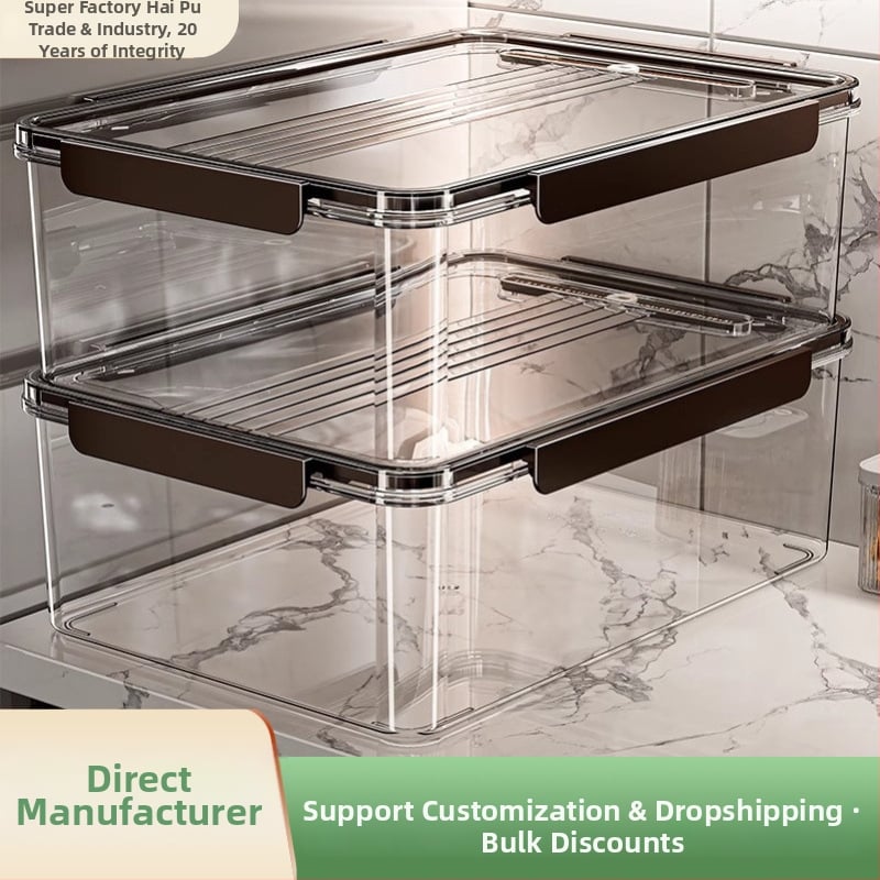 Plastikinė šaldytuvo laikymo dėžutė su dangteliu – nešiojama, sandari, išlaiko daržoves ir vaisius šviežius