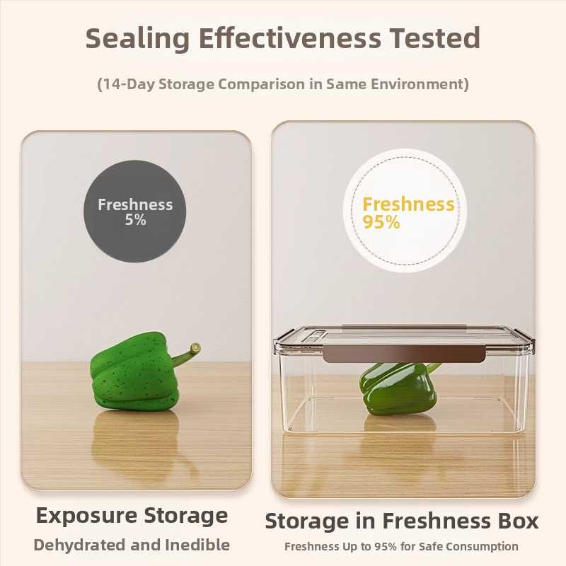 Plastikust külmkapi hoiukarp kaasaga – kaasaskantav, tihendatud, hoiab köögiviljade ja puuviljade värskuse